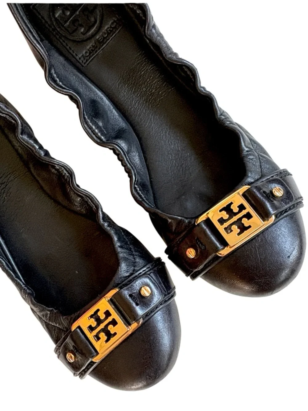 Tory Burch Leather Ambrose Ballet Flats Black Size 7